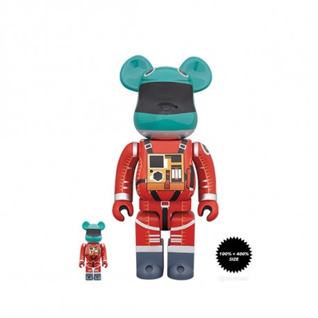 400% & 100% BEARBRICK 2001 A SPACE ODYSSEY SPACE SUIT RED GREEN