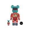 400% & 100% BEARBRICK 2001 A SPACE ODYSSEY SPACE SUIT RED GREEN