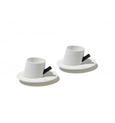 PRESTO SET OF TWO MOCHA CUPS WITH SAUCERS ALESSI Shop Online